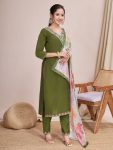 NEW ARRIVAL CHANDERI EMBROIDERY WORK TOP BOTTOM WITH DUPATTA FESTIVE WEAR WHOLESALE PRICE ETHNIC GARMENT (19)
