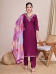 NEW ARRIVAL CHANDERI EMBROIDERY WORK TOP BOTTOM WITH DUPATTA FESTIVE WEAR WHOLESALE PRICE ETHNIC GARMENT (12)