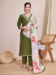 NEW ARRIVAL CHANDERI EMBROIDERY WORK TOP BOTTOM WITH DUPATTA FESTIVE WEAR WHOLESALE PRICE ETHNIC GARMENT (19)
