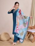 NEW ARRIVAL CHANDERI EMBROIDERY WORK TOP BOTTOM WITH DUPATTA FESTIVE WEAR WHOLESALE PRICE ETHNIC GARMENT (7)
