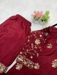 NEW ARRIVAL CHINON EMBROIDERY SEQUENCE WORK TOP SHARARA WITH DUPATTA FESTIVE WEAR WHOLESALE PRICE ETHNIC GARMENT (3)