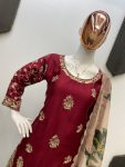NEW ARRIVAL CHINON EMBROIDERY SEQUENCE WORK TOP SHARARA WITH DUPATTA FESTIVE WEAR WHOLESALE PRICE ETHNIC GARMENT (3)