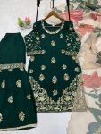 NEW ARRIVAL CHINON EMBROIDERY SEQUENCE WORK TOP SHARARA WITH DUPATTA FESTIVE WEAR WHOLESALE PRICE ETHNIC GARMENT (2)