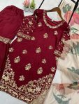 NEW ARRIVAL CHINON EMBROIDERY SEQUENCE WORK TOP SHARARA WITH DUPATTA FESTIVE WEAR WHOLESALE PRICE ETHNIC GARMENT (3)