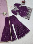 NEW ARRIVAL CHINON THREAD AND SEQUENCE WORK TOP SHARARA WITH DUPATTA FESTIVE WEAR WHOLESALE PRICE ETHNIC GARMENT (13)