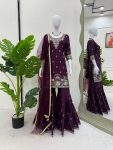 NEW ARRIVAL CHINON THREAD AND SEQUENCE WORK TOP SHARARA WITH DUPATTA FESTIVE WEAR WHOLESALE PRICE ETHNIC GARMENT (13)