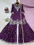 NEW ARRIVAL CHINON THREAD AND SEQUENCE WORK TOP SHARARA WITH DUPATTA FESTIVE WEAR WHOLESALE PRICE ETHNIC GARMENT (13)