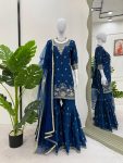NEW ARRIVAL CHINON THREAD AND SEQUENCE WORK TOP SHARARA WITH DUPATTA FESTIVE WEAR WHOLESALE PRICE ETHNIC GARMENT (7)