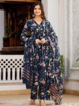 NEW ARRIVAL COTTON BLEND DIGITAL PRINTED TOP BOTTOM WITH DUPATTA NAVY BLUE
