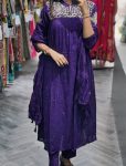 NEW ARRIVAL COTTON EMBROIDERY WORK TOP BOTTOM WITH DUPATTA PURPLE