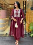 NEW ARRIVAL COTTON EMBROIDERY WORK TOP BOTTOM WITH DUPATTA MAROON