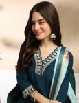 NEW ARRIVAL COTTON SLUB SEQUENCE EMBROIDERY WORK TOP BOTOM WITH DUPATTA FESTVE WEAR WHOLESALE PRICE ETHNIC GARMENT (1)