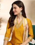 NEW ARRIVAL COTTON SLUB SEQUENCE EMBROIDERY WORK TOP BOTOM WITH DUPATTA FESTVE WEAR WHOLESALE PRICE ETHNIC GARMENT (7)