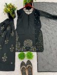 NEW ARRIVAL CREEP SILK EMBROIDERY SEQUENCE WORK TOP PATIYALA WITH DUPATTA FESSTIVE WEAR WHOLEAE PRICE ETHNIC GARMENT (3)