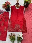 NEW ARRIVAL CREEP SILK EMBROIDERY SEQUENCE WORK TOP PATIYALA WITH DUPATTA PARTY WEAR WHOLESALE PRICE ETHNIC GARMENT (7)