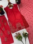 NEW ARRIVAL CREEP SILK EMBROIDERY SEQUENCE WORK TOP PATIYALA WITH DUPATTA PARTY WEAR WHOLESALE PRICE ETHNIC GARMENT (7)