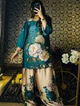 NEW ARRIVAL CREPE SILK DIGITAL PRINT TOP PATIYALA WITH DUPATTA GREEN