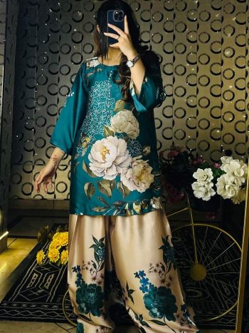 NEW ARRIVAL CREPE SILK DIGITAL PRINT TOP PATIYALA WITH DUPATTA GREEN