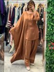 NEW ARRIVAL CREPE SILK FANCY BUTTON WORK TOP PATIYALA WITH DUPATTA CHIKU