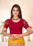 NEW ARRIVAL CRUSH LYCRA PLAIN WITH PRINTED BALOON SLEEVE FESTIVE WEAR WHOLESLE PRICE ETHNIC GARMENT (2)