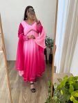 NEW ARRIVAL FANCY GEORGETTE HAND EMBROIDERY WITH REAL MIRROR WORK ALIA CUT GOWN BOTTOM WITH DUPATTA FESTIVE WEAR WHOLESALE PRICE ETHNIC GARMENT (7)