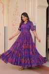 NEW ARRIVAL FAUX GEORGETTE PRINT WORK GOWN FESTIVAL WEAR WHOLESALE PRICE ETHNIC GARMENT (2)