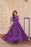 NEW ARRIVAL FAUX GEORGETTE PRINT WORK GOWN FESTIVAL WEAR WHOLESALE PRICE ETHNIC GARMENT (2)