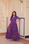 NEW ARRIVAL FAUX GEORGETTE PRINT WORK GOWN FESTIVAL WEAR WHOLESALE PRICE ETHNIC GARMENT (2)