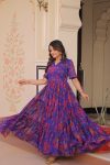 NEW ARRIVAL FAUX GEORGETTE PRINT WORK GOWN FESTIVAL WEAR WHOLESALE PRICE ETHNIC GARMENT (2)