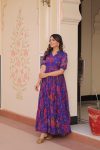 NEW ARRIVAL FAUX GEORGETTE PRINT WORK GOWN FESTIVAL WEAR WHOLESALE PRICE ETHNIC GARMENT (2)