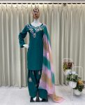NEW ARRIVAL FRENCH CREPE EMBROIDERY WORK TOP PATIYALA WITH DUPATTA FESTIVE WEAR WHOLESALE PRICE ETHNIC GARMENT (3)