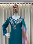 NEW ARRIVAL FRENCH CREPE EMBROIDERY WORK TOP PATIYALA WITH DUPATTA FESTIVE WEAR WHOLESALE PRICE ETHNIC GARMENT (3)