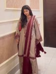 NEW ARRIVAL GEORGETTE EMBROIDERY WITH BEADS WORK TOP PALAZZO WITH DUPATTA FESTIVE WEAR WHOLESALE PRICE ETHNIC GARMENT (3)