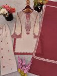 NEW ARRIVAL GEORGETTE EMBROIDERY WITH BEADS WORK TOP PALAZZO WITH DUPATTA FESTIVE WEAR WHOLESALE PRICE ETHNIC GARMENT (3)