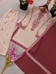 NEW ARRIVAL GEORGETTE EMBROIDERY WITH BEADS WORK TOP PALAZZO WITH DUPATTA FESTIVE WEAR WHOLESALE PRICE ETHNIC GARMENT (3)