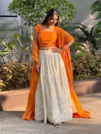 NEW ARRIVAL JACQUARD SILK LEHENGA CHOLI WITH DUPATTA MUSTARD