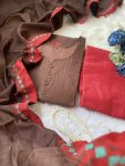 NEW ARRIVAL KANCHI COTTON ZARI WEAVING JACQUARD WORK TOP BOTTOM WITH DUPATTA CASAUL WEAR WHOLESALE PRICE ETHNIC GARMENT (4)