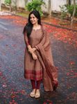 NEW ARRIVAL KANCHI COTTON ZARI WEAVING JACQUARD WORK TOP BOTTOM WITH DUPATTA BROWN