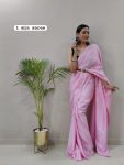 NEW ARRIVAL MOSS CHIFFON SHADED WEAVING BORDER WORK READY TO WEAR SAREE WITH UNSTITCHED BLOUSE BABY PINK