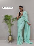 NEW ARRIVAL MOSS CHIFFON SHADED WEAVING BORDER WORK READY TO WEAR SAREE WITH UNSTITCHED BLOUSE FESTIVE WEAR WHOLESALE PRICE ETHNIC GARMENT (2)