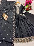 NEW ARRIVAL NATURAL CREEP EMBROIDERY SEQUENCE WORK GOWN BOTTOM WITH DUPATTA FESTIVE WEAR WHOLESALE PRICE ETHNIC GARMENT (1)