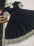 NEW ARRIVAL NATURAL CREEP MULTI CODING SEQUENCE WORK WITH EMBROIDERY WORK GOWN WITH DUPATTA PARTY WEAR WHOLESALE PRICE ETHNIC GARMENT (3)