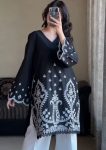 NEW ARRIVAL NATURAL CREEPE EMBROIDERY WITH THREAD WITH FANCY GPO LACE WORK TOP PALAZZO SET FESTIVE WEAR WHOLESALE PRICE ETHNIC GARMENT (9)