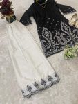 NEW ARRIVAL NATURAL CREEPE EMBROIDERY WITH THREAD WITH FANCY GPO LACE WORK TOP PALAZZO SET FESTIVE WEAR WHOLESALE PRICE ETHNIC GARMENT (9)