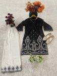 NEW ARRIVAL NATURAL CREEPE EMBROIDERY WITH THREAD WITH FANCY GPO LACE WORK TOP PALAZZO SET FESTIVE WEAR WHOLESALE PRICE ETHNIC GARMENT (9)