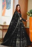 NEW ARRIVAL NET CHAIN  DESIGN WORK LEHENGA CHOLI WITH DUPATTA BLACK