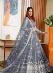 NEW ARRIVAL NET CHAIN  DESIGN WORK LEHENGA CHOLI WITH DUPATTA GREY