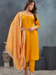 NEW ARRIVAL RAYON DIGITAL PRINTED TOP BOTTOM WITH DUPATTA YELLOW