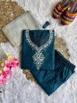 NEW ARRIVAL ROMAN SILK EMBROIDERY WITH SEQUENCE WORK TOP BOTTOM WITH DUPATTA FESTIVE WEAR WHOLESALE PRICE ETHNIC GARMENT (2)