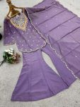 NEW ARRIVAL SHIMMER SILK EMBROIDERY WORK TOP PALAZZO WITH DUPATTA PARTY WEAR WHOLESALE PRICE ETHNIC GARMENT (6)